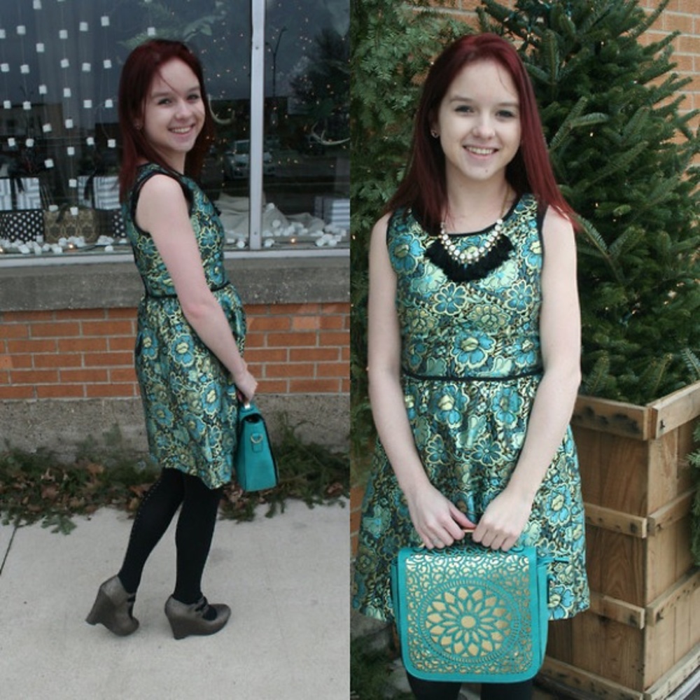 Xhilaration Gold Floral Dress